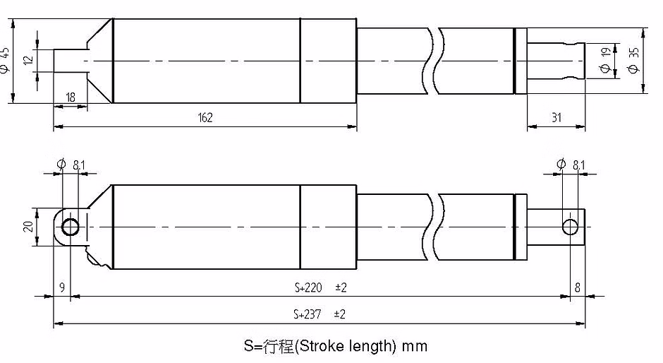 Piston Vimax ELE40 Window Opener Max. 1600N hành trình 300mm